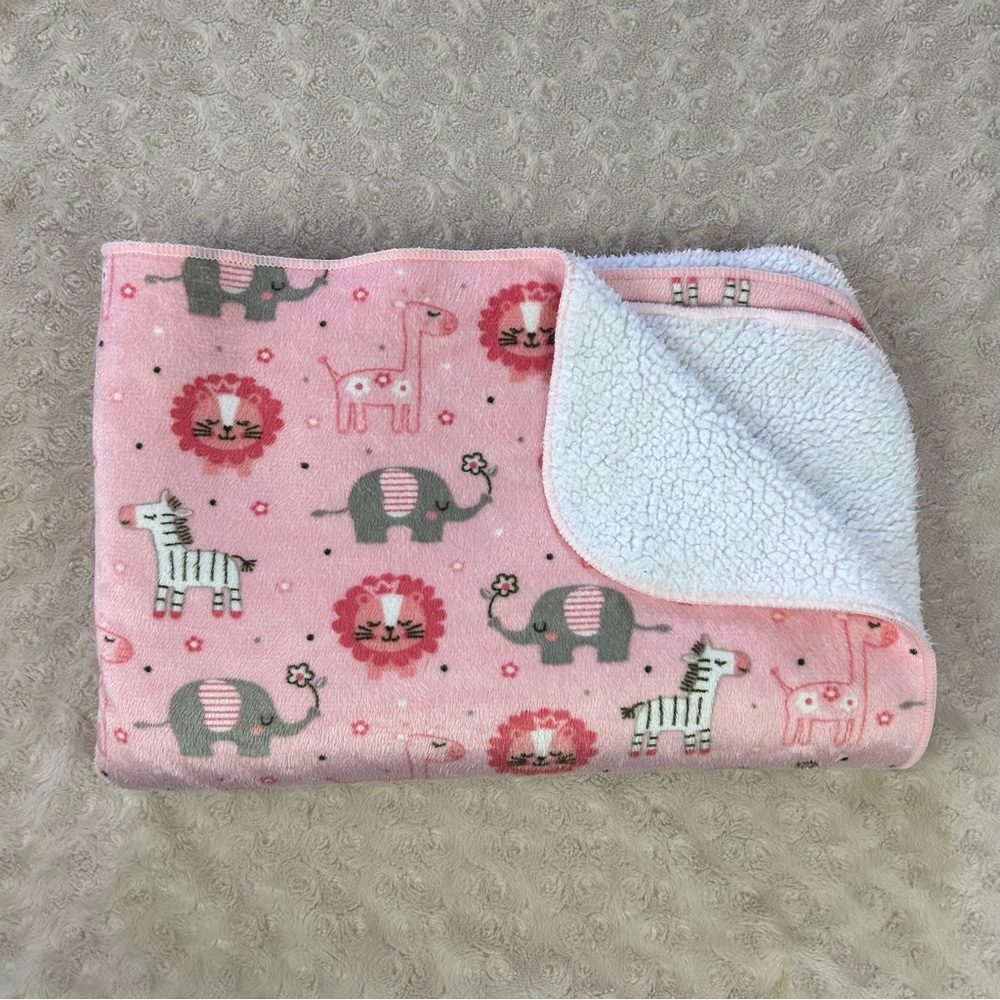 Kidgets Pink Zebra Lion Baby Blanket Safari Animals Elephant Gray Giraffe Dots